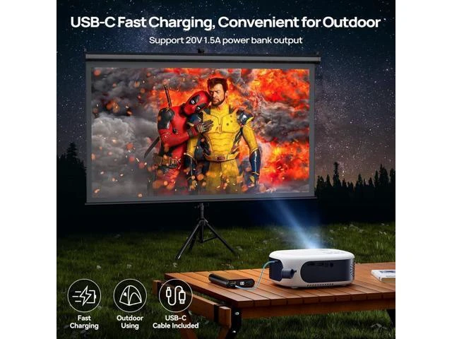 Alt view image 11 of 14 - Mini Projector with WiFi and Bluetooth, 1080P/4K Supported Movie Projector with 5G WiFi 6, USB-C Fast Charging | Portable Projector for Bedroom, Small Projector Wide Compatible, (Navy Blue)