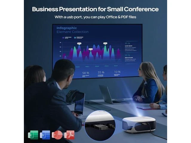 Alt view image 12 of 14 - Mini Projector with WiFi and Bluetooth, 1080P/4K Supported Movie Projector with 5G WiFi 6, USB-C Fast Charging | Portable Projector for Bedroom, Small Projector Wide Compatible, (Navy Blue)