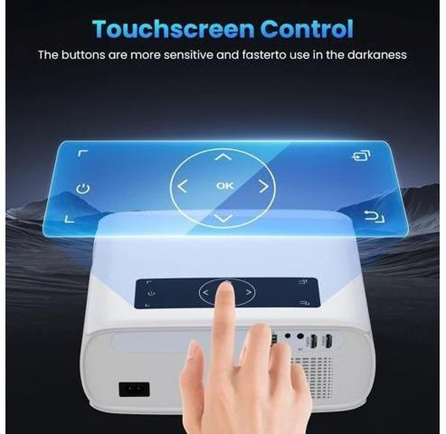 Alt view image 9 of 14 - Mini Projector Bluetooth, Fully Sealed Portable Projector, 75% Zoom & Low Noise, Movie Projector for Phone/Laptop/Stick/HDMI/USB-Gray 15000 LUX