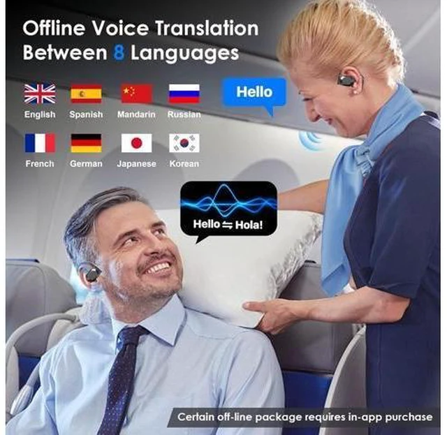 Alt view image 9 of 14 - Language Translator Earbuds, 3-in-1 Translation Earbuds, AI Translation Earbuds Real Time for Android iOS, 144 Languages AI Earbuds Translators Headphones for Travel Business Learning (Black)