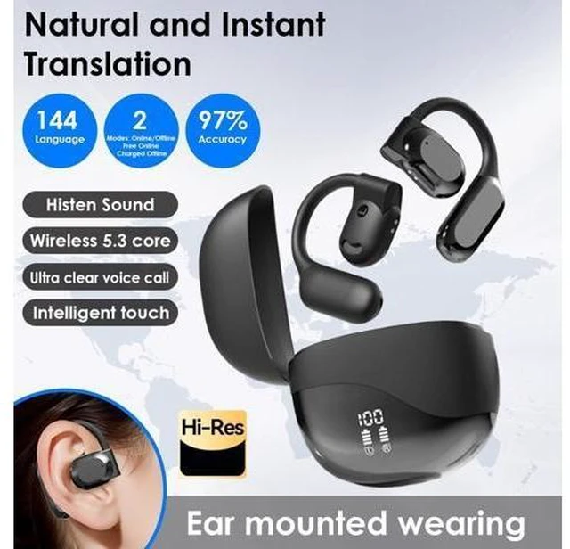 Alt view image 11 of 14 - Language Translator Earbuds, 3-in-1 Translation Earbuds, AI Translation Earbuds Real Time for Android iOS, 144 Languages AI Earbuds Translators Headphones for Travel Business Learning (Black)