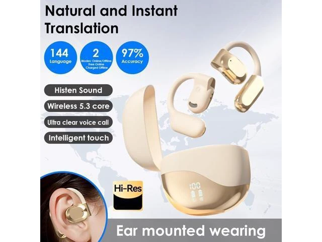 Alt view image 10 of 14 - Language Translator Earbuds, 3-in-1 Translation Earbuds, AI Translation Earbuds Real Time for Android iOS, 144 Languages AI Earbuds Translators Headphones for Travel Business Learning (KH + BK)