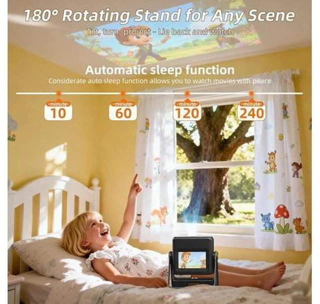 Alt view image 13 of 14 - Mini Projector with WIFI, 4K Support Portable Projector 180° Rotatable.Full HD 1080P Outdoor Projector 17"-130" Screen Movie Projector. Compatible for Smartphone, Laptop, TV Stick,USB(No App