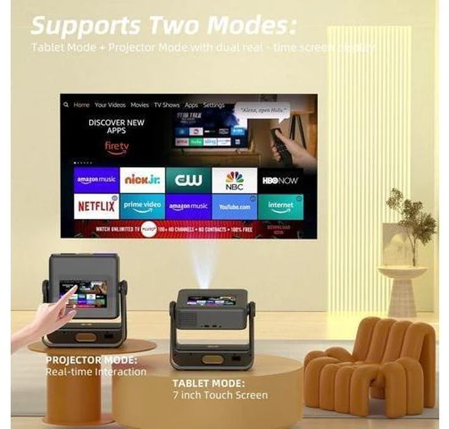 Alt view image 14 of 14 - Mini Projector with WIFI, 4K Support Portable Projector 180° Rotatable.Full HD 1080P Outdoor Projector 17"-130" Screen Movie Projector. Compatible for Smartphone, Laptop, TV Stick,USB(No App