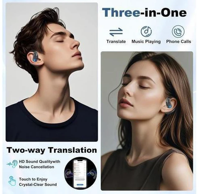Alt view image 9 of 10 - Language Translation Earbuds Real-time, Wireless Earbuds AI Translator Ear Buds with 144 Languages & Accents, No Subscription Fee, OWS Long Battery Life Bluetooth Headphone for Travel Learning