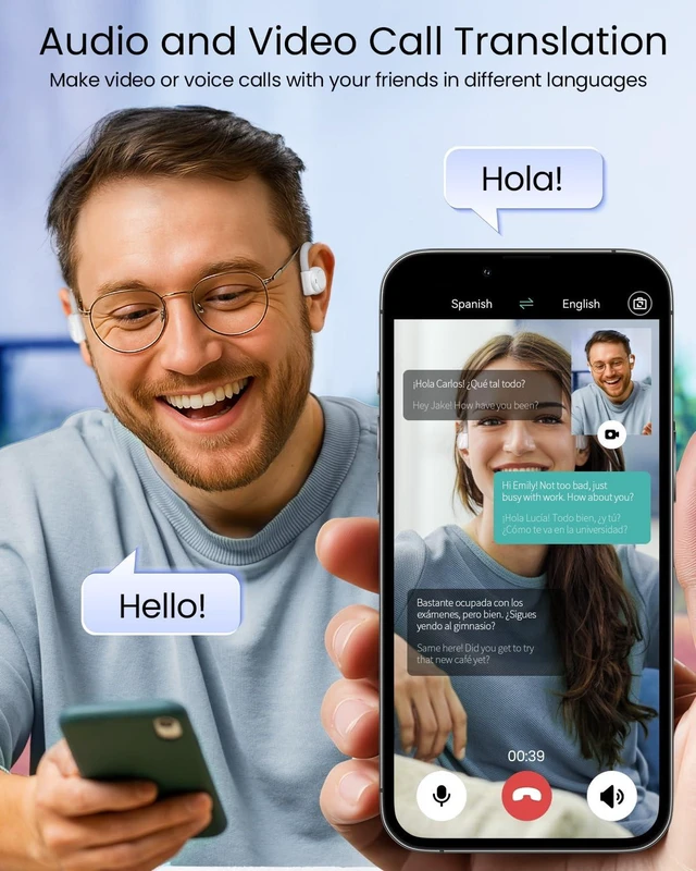 Alt view image 11 of 14 - AI Translation Earbuds Real Time 164 Languages 80H Playtime Translator Ear Buds Audifonos Traductores Inglés Español Wireless Earphones Bluetooth Headphones for Travel Business Meeting Learning White