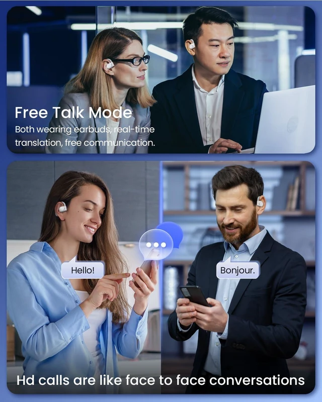 Alt view image 10 of 14 - AI Translation Earbuds Real Time 164 Languages 80H Playtime Translator Ear Buds Audifonos Traductores Inglés Español Wireless Earphones Bluetooth Headphones for Travel Business Meeting Learning White