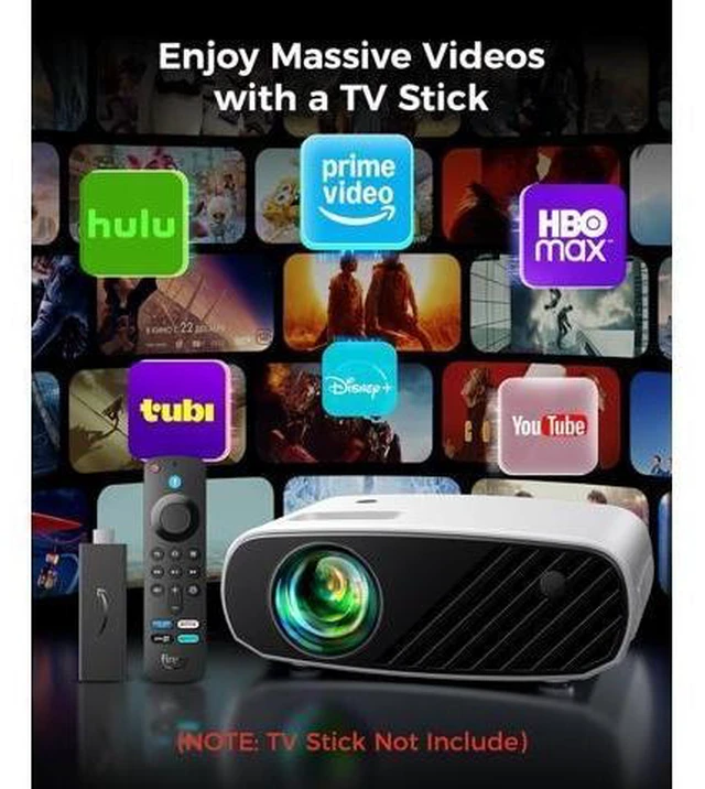 Alt view image 9 of 14 - Mini Projector, ELEPHAS Portable Projector for iPhone, 7000L with Synchronize Smartphone Screen, Movie Projector with 1080P HD/200 Screen Support, Compatible with Android/iOS/TV Stick/HDMI/USB/SD