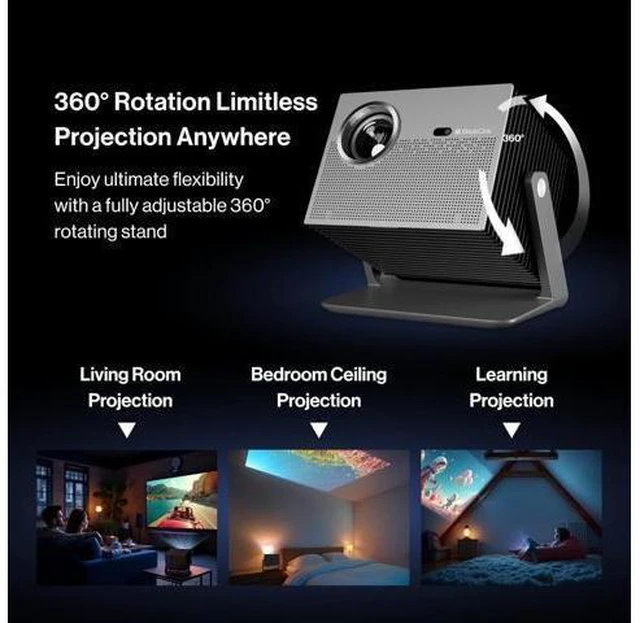 Alt view image 11 of 14 - Cube 600 Netflix Projector, 1080P Portable Projector with Wifi and Bluetooth, True ISO 600 ANSI Lumens, 360° Adjustable Gimbal Stand, Auto Keystone Video Projector, MAX 200''Display