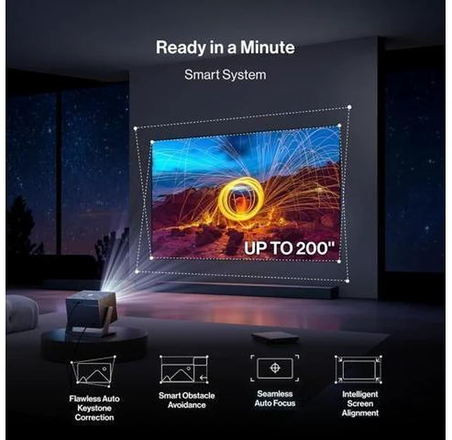 Alt view image 12 of 14 - Cube 600 Netflix Projector, 1080P Portable Projector with Wifi and Bluetooth, True ISO 600 ANSI Lumens, 360° Adjustable Gimbal Stand, Auto Keystone Video Projector, MAX 200''Display
