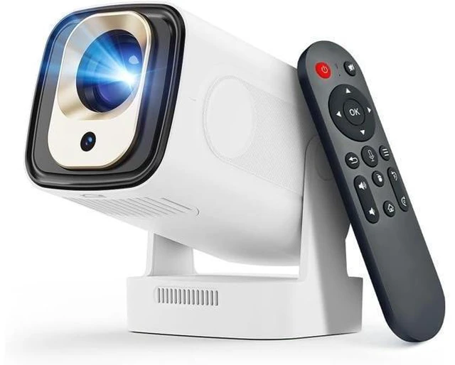 Alt view image 8 of 14 - Mini Smart Projector with 4K Support, Portable Projector with Wifi and Bluetooth, 5W Speaker, Built in Apps, Voice Control, Outdoor Movie Projector
