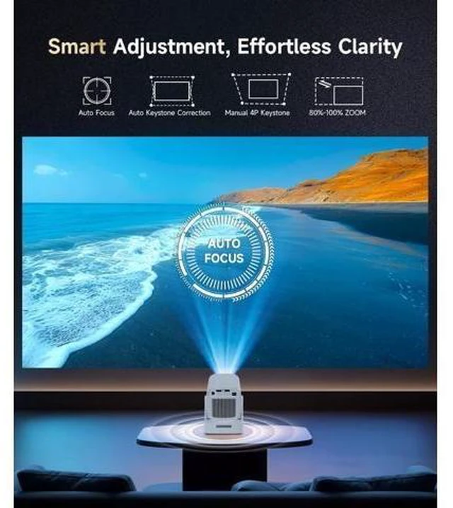 Alt view image 12 of 14 - Mini Smart Projector with 4K Support, Portable Projector with Wifi and Bluetooth, 5W Speaker, Built in Apps, Voice Control, Outdoor Movie Projector