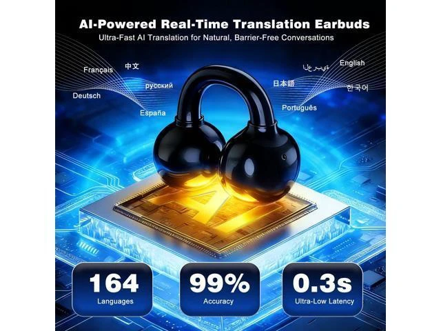 Alt view image 9 of 14 - AI Translation Earbuds Real Time, 164 Languages Translator Earbuds, Wireless Translating Ear Buds, Bluetooth Headphones for Travel Business Meeting Learning (Black)