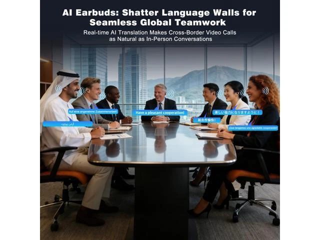 Alt view image 10 of 14 - AI Translation Earbuds Real Time, 164 Languages Translator Earbuds, Wireless Translating Ear Buds, Bluetooth Headphones for Travel Business Meeting Learning (Black)