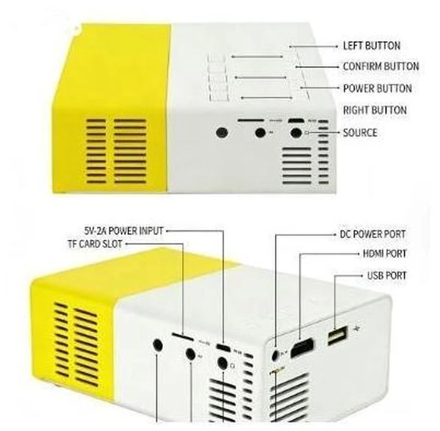 Alt view image 5 of 8 - New YG300 projector - Home-use LED mini micro entertainment portable 1080p high-definition projector Black and White