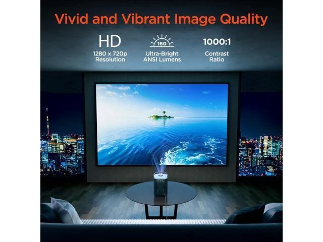 Alt view image 9 of 14 - HyperGear Mini Portable Projector with Wifi & Bluetooth, 5W Speaker, 30-200 Inch Picture, Movies, Games & Streaming, 1280 x 720p HD Resolution Brightness of 160 ANSI Lumens