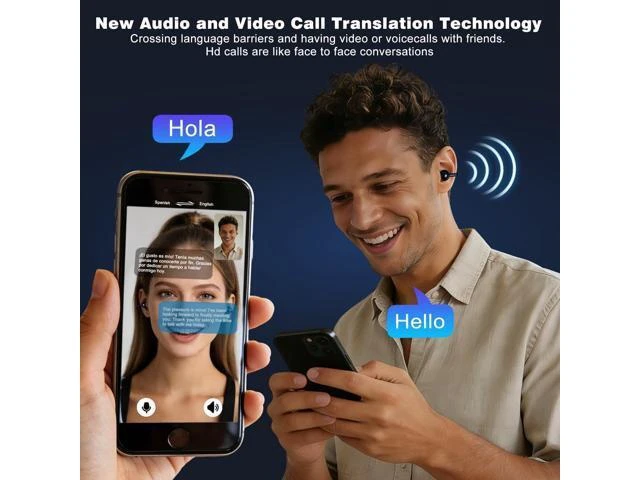 Alt view image 11 of 14 - AI Translation Earbuds Real Time, 164 Languages Translator Earbuds, Wireless Translating Ear Buds, Bluetooth Headphones for Travel Business Meeting Learning (Black)