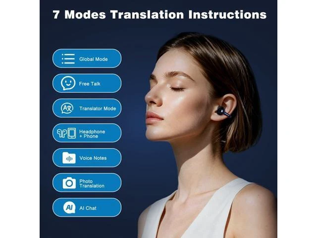 Alt view image 12 of 14 - AI Translation Earbuds Real Time, 164 Languages Translator Earbuds, Wireless Translating Ear Buds, Bluetooth Headphones for Travel Business Meeting Learning (Black)