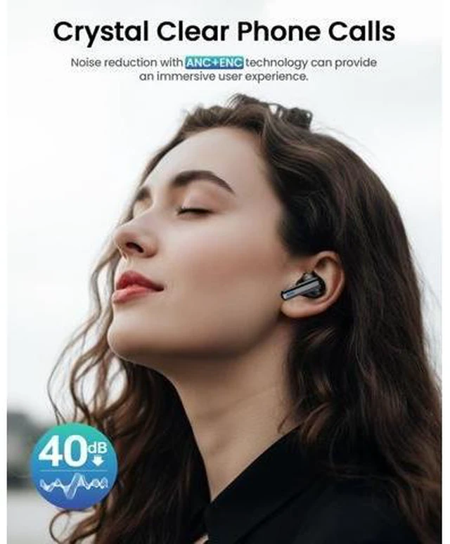 Alt view image 9 of 14 - Wireless Earbuds Bluetooth Headphones ANC/ENC Noise Cancelling Ear Buds with Multifuntional Touch Screen 40H Stereo Sound for Sports IPX7 Clear Calls 5 EQ for iOS Android (Jet Black)