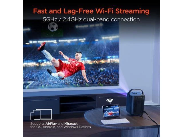 Alt view image 13 of 14 - HyperGear Mini Portable Projector with Wifi & Bluetooth, 5W Speaker, 30-200 Inch Picture, Movies, Games & Streaming, 1280 x 720p HD Resolution Brightness of 160 ANSI Lumens