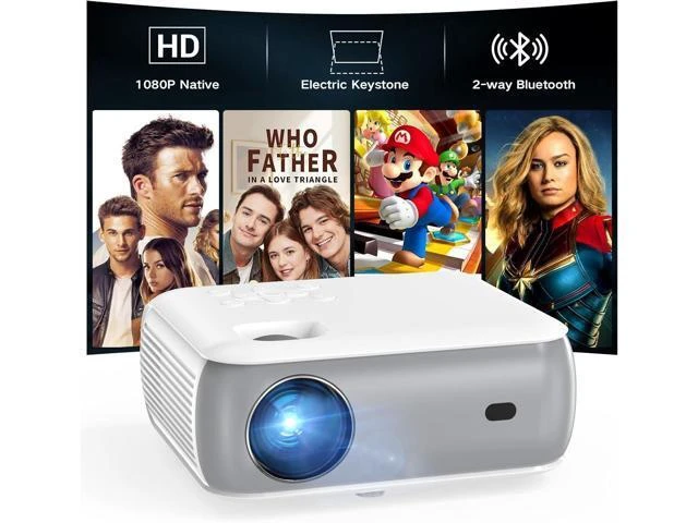 Alt view image 8 of 14 - Mini Projector Bluetooth, Fully Sealed Portable Projector, 75% Zoom & Low Noise, Movie Projector for Phone/Laptop/Stick/HDMI/USB-Gray 400 ANSI