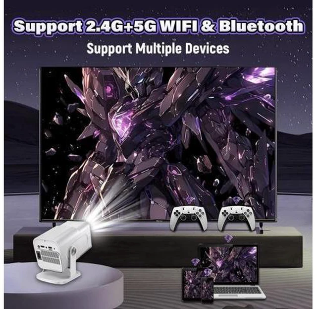Alt view image 10 of 14 - HCS350 Max Smart Portable projector,10000+ Games,17 emulator Projectors with WIFI & Bluetooth,180° Free Projection,Autofocus,180 Lumens,1280*720P with 2 Wireless Controller,Android 11,for Camping