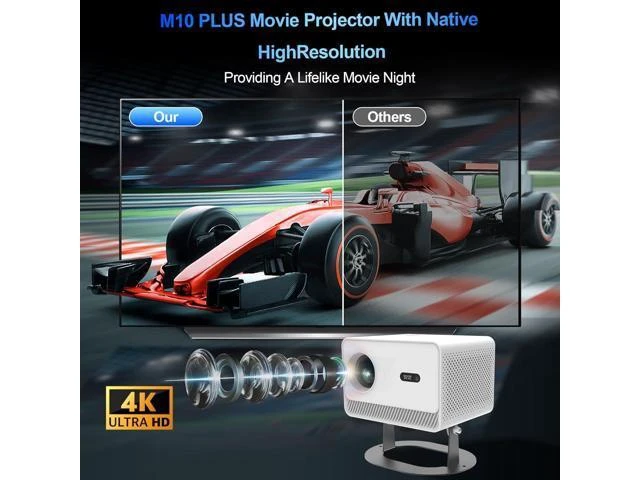 Alt view image 9 of 12 - Mini Projector Support 4K with WiFi and Bluetooth, Built-in APPS & Electric Focus, 300 ANSI & Auto Keystone Portable Projector, 200" Screen Compatible with iPhone/Laptop/TV Stick for Bedroom Outdoor