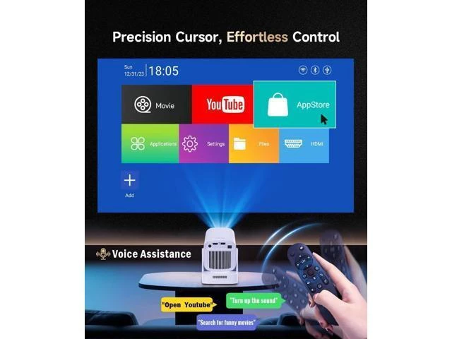 Alt view image 12 of 14 - Auto Focus&1080PMini Smart Projector with 4K Support, Portable Projector with Wifi and Bluetooth, 5W Speaker, Built in Apps, Voice Control, Outdoor Movie Projector