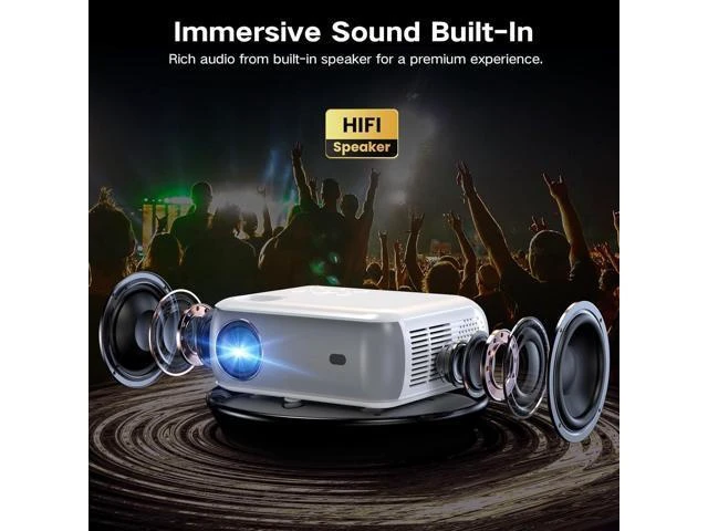 Alt view image 10 of 14 - Mini Projector Bluetooth, Fully Sealed Portable Projector, 75% Zoom & Low Noise, Movie Projector for Phone/Laptop/Stick/HDMI/USB-Gray 400 ANSI