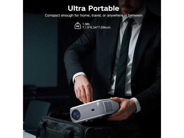 Alt view image 11 of 14 - Mini Projector Bluetooth, Fully Sealed Portable Projector, 75% Zoom & Low Noise, Movie Projector for Phone/Laptop/Stick/HDMI/USB-Gray 400 ANSI