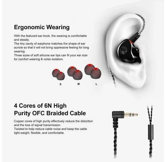 Alt view image 10 of 14 - in Ear Monitor Headphones HiFi Stereo IEM Earphones Dynamic Dual Driver Wired Earbuds with Detachable Cable Noise Canceling Headset for Singers Musicians Drummers Audiophile (Black)