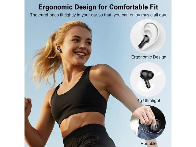 Alt view image 12 of 14 - Wireless Earbuds Bluetooth Headphones 5.4 HiFi Stereo Ear Buds with 4 ENC Noise Cancelling Mics 48H Bluetooth Earbuds with Dual LED Display IP7 Waterproof in Ear Earphones for Android iOS Black