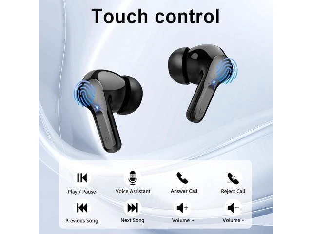 Alt view image 13 of 14 - Wireless Earbuds Bluetooth Headphones 5.4 HiFi Stereo Ear Buds with 4 ENC Noise Cancelling Mics 48H Bluetooth Earbuds with Dual LED Display IP7 Waterproof in Ear Earphones for Android iOS Black