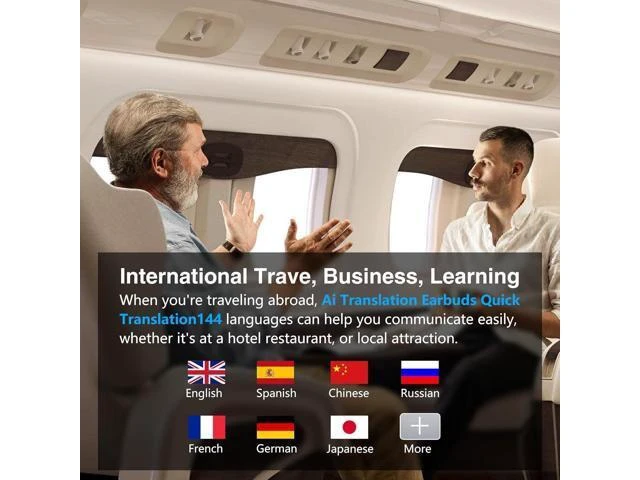 Alt view image 10 of 14 - AI Translation Earbuds Real Time, Wireless Earbuds,3-in-1 Language Translator Earbuds, Two-Way Open Ear Headphones, HD Sound,Noise Canceling Ear Buds Wireless Bluetooth Earbuds for Travel, Business