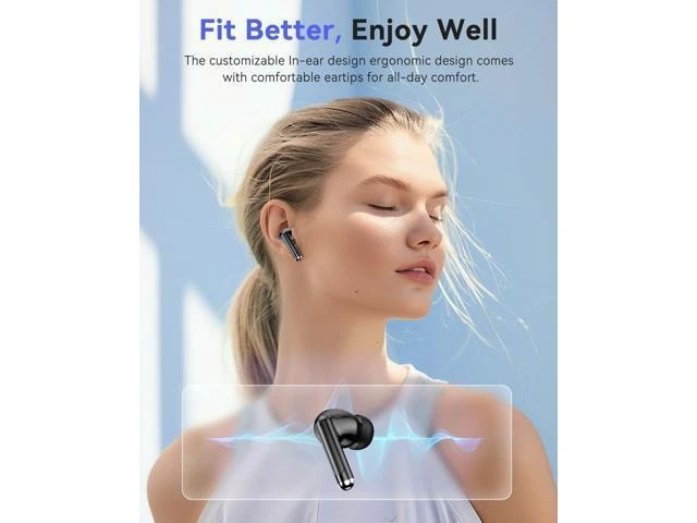 Alt view image 9 of 14 - Bluetooth Headphones True Wireless Earbuds 50H Playback LED Power Display Earphones with Charging Case IPX7 Waterproof in-Ear Ear Buds with Mic for Smart Phone Computer Sports Blac