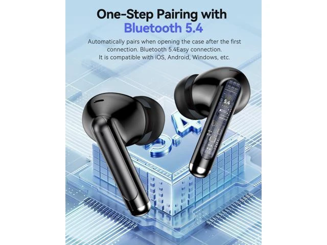 Alt view image 14 of 14 - Bluetooth Headphones True Wireless Earbuds 50H Playback LED Power Display Earphones with Charging Case IPX7 Waterproof in-Ear Ear Buds with Mic for Smart Phone Computer Sports Blac