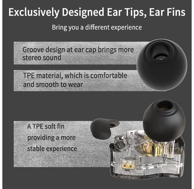 Alt view image 9 of 14 - CCZ Yinyoo Melody in Ear Monitors Earphones Headphones Wired Earbuds without Microphone IEM HIFI Bass with 1DD 1BA Ear fins 4N OFC Cable for Musicians Singer on Stage Studio (no mic clear black)