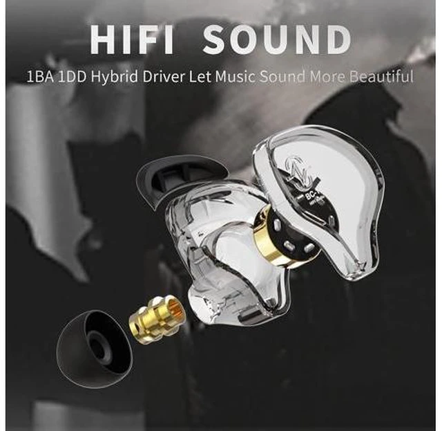 Alt view image 12 of 14 - CCZ Yinyoo Melody in Ear Monitors Earphones Headphones Wired Earbuds without Microphone IEM HIFI Bass with 1DD 1BA Ear fins 4N OFC Cable for Musicians Singer on Stage Studio (no mic clear black)