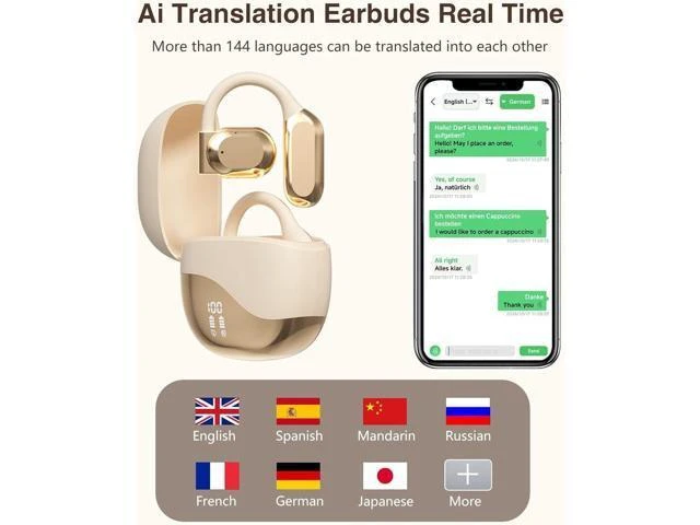 Alt view image 9 of 14 - AI Real-Time Translation Earbuds,Wireless Earbuds,144 Languages Ear Buds,Two-Way Translator Earbuds, Bluetooth Headphones, Ear pods Wireless,HD Sound Translating Earbuds for Travel (Skin-Colored)