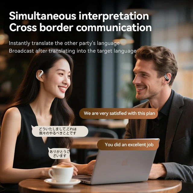 Alt view image 7 of 10 - Translation Translator Earbuds Real Time AI Language Translating Translate Open Ear Earbuds Headphones for iPhone Android Spanish Ear Piece Buds Earphone Earpiece Translator Device 140+ Languages