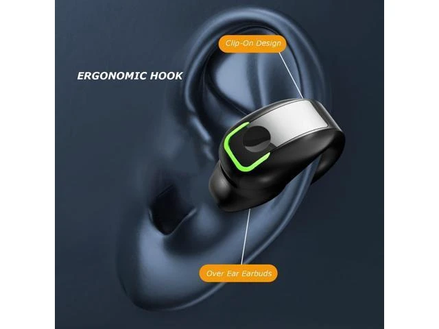 Alt view image 11 of 14 - SOEWIOU Open Ear Headphones, 1Pcs Over Ear Clip Earbuds, Single Ear Bone Conduction Bluetooth 5.3 Headphone with IPX4, for Sports Running, Workout (Black)