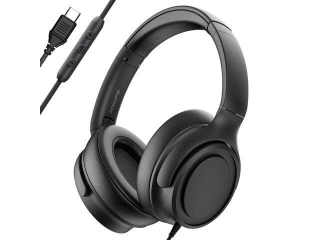 Alt view image 6 of 10 - ADOOPE Wired Over-Ear Headphones with USB C Connector, Hi-Fi Stereo Sound, Noise-Isolating Ear Cups, Comfortable Fit for USB C Devices (No Bag, Black)