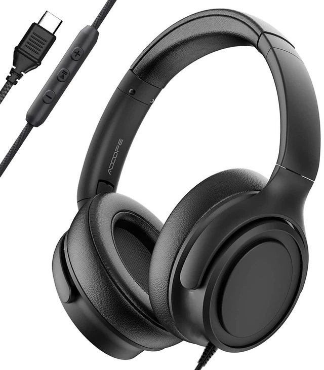 Alt view image 8 of 14 - Wired Over-Ear Headphones with USB C Connector, Hi-Fi Stereo Sound, Noise-Isolating Ear Cups, Comfortable Fit for USB C Devices (No Bag, Black)