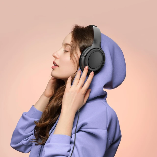 Alt view image 14 of 14 - Wired Over-Ear Headphones with USB C Connector, Hi-Fi Stereo Sound, Noise-Isolating Ear Cups, Comfortable Fit for USB C Devices (No Bag, Black)