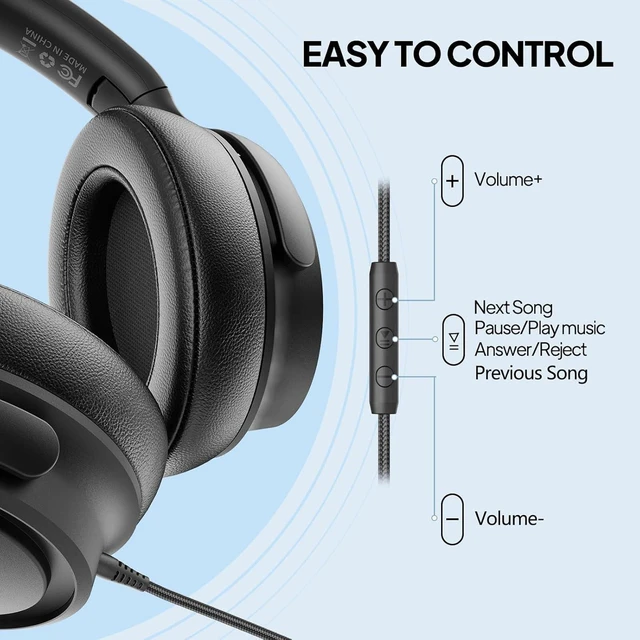 Alt view image 13 of 14 - Wired Over-Ear Headphones with USB C Connector, Hi-Fi Stereo Sound, Noise-Isolating Ear Cups, Comfortable Fit for USB C Devices (No Bag, Black)