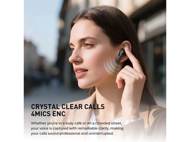 Alt view image 10 of 14 - Wireless Earbuds Noise Cancelling Bluetooth 5.4 Headphones with 4 ENC Noise Cancelling Mic 40H Playtime in-Ear Bluetooth Ear Buds 7 Preset EQs via App LED Display
