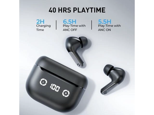 Alt view image 11 of 14 - Wireless Earbuds Noise Cancelling Bluetooth 5.4 Headphones with 4 ENC Noise Cancelling Mic 40H Playtime in-Ear Bluetooth Ear Buds 7 Preset EQs via App LED Display