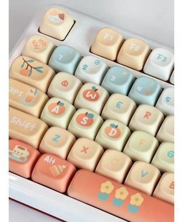 Alt view image 7 of 10 - Orange Soda - PBT Keycaps Set XOA Profile Cute Round Keycaps 131 Keys Custom Dye-Sublimation Keyboard Keycaps for 60% 65% 70% 75% 100% Cherry Gateron MX Switches Mechanical Keyboards (Keycaps Only)