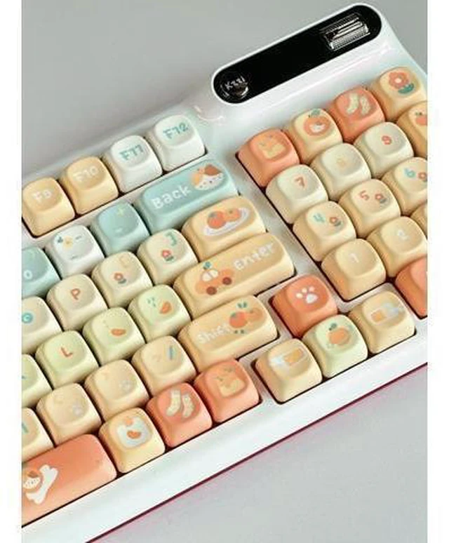 Alt view image 9 of 10 - Orange Soda - PBT Keycaps Set XOA Profile Cute Round Keycaps 131 Keys Custom Dye-Sublimation Keyboard Keycaps for 60% 65% 70% 75% 100% Cherry Gateron MX Switches Mechanical Keyboards (Keycaps Only)