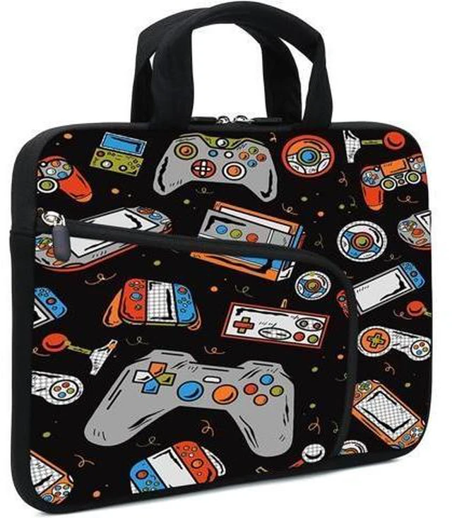 Alt view image 7 of 12 - Laptop Sleeves 14 15 15.4 15.6 Chromebook Case Notebook Sleeve PC Messenger Bag Tablet Case Neoprene Handle Sleeve for Men Women Two Pockets(Games-1)